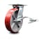 Service Caster 8 Inch Red Poly on Cast Iron Caster with Roller Bearing and Brake/Swivel Lock SCC-35S820-PUR-RS-SLB-BSL - alternate 1